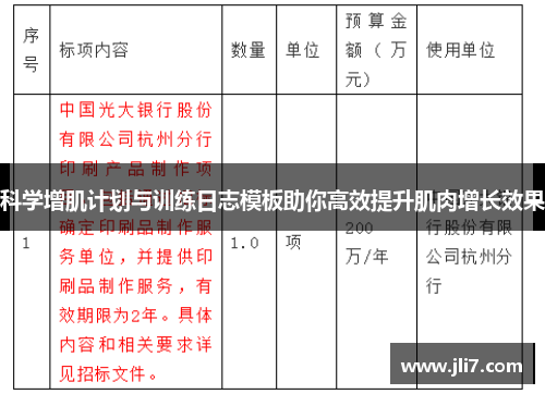 科学增肌计划与训练日志模板助你高效提升肌肉增长效果